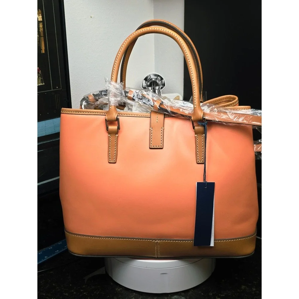 Dooney & Bourke Perry Satchel Large Apricot Wexford Leather Crossbody Bag New